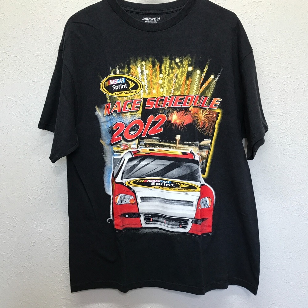 Nascar Sprint Cup Series T-Shirt Mens XL Black 2012 Race Schedule 2 Side Graphic